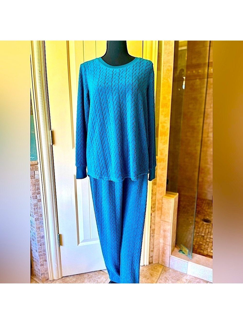 Jaclyn Smith Loungewear Set Teal Plush Size Small